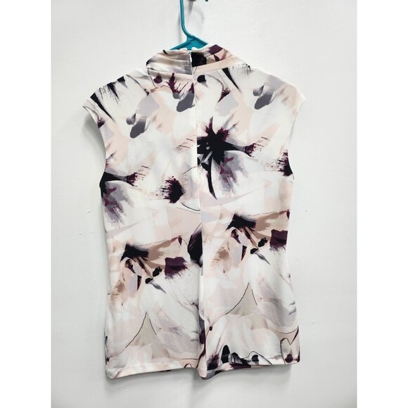 Calvin Klein Womens Top Small Back White Floral Cap Sleeve Cottagecore Carrier - Picture 6 of 7